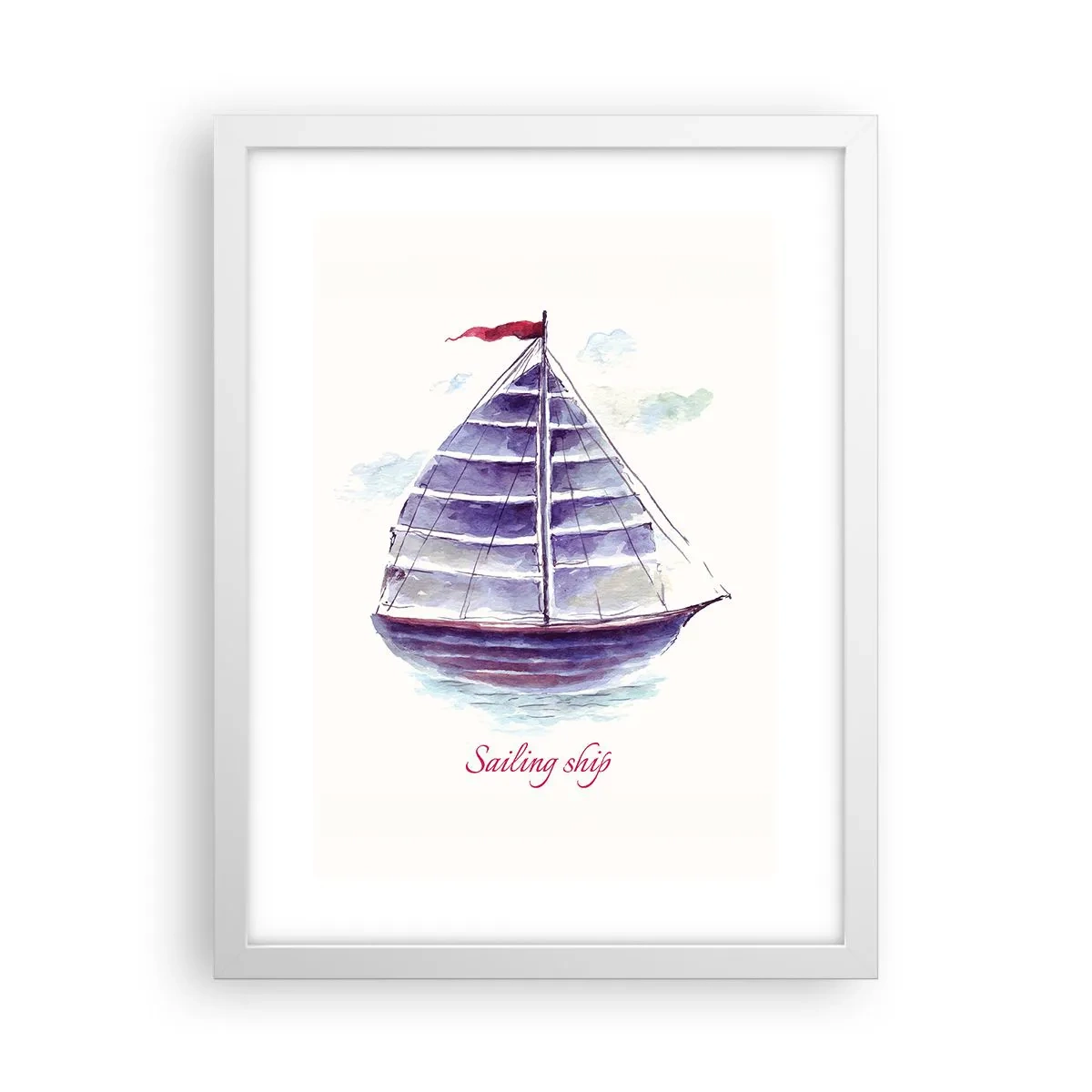 Poster in cornice bianca - Gonfie vele e mare calmo - 30x40 cm