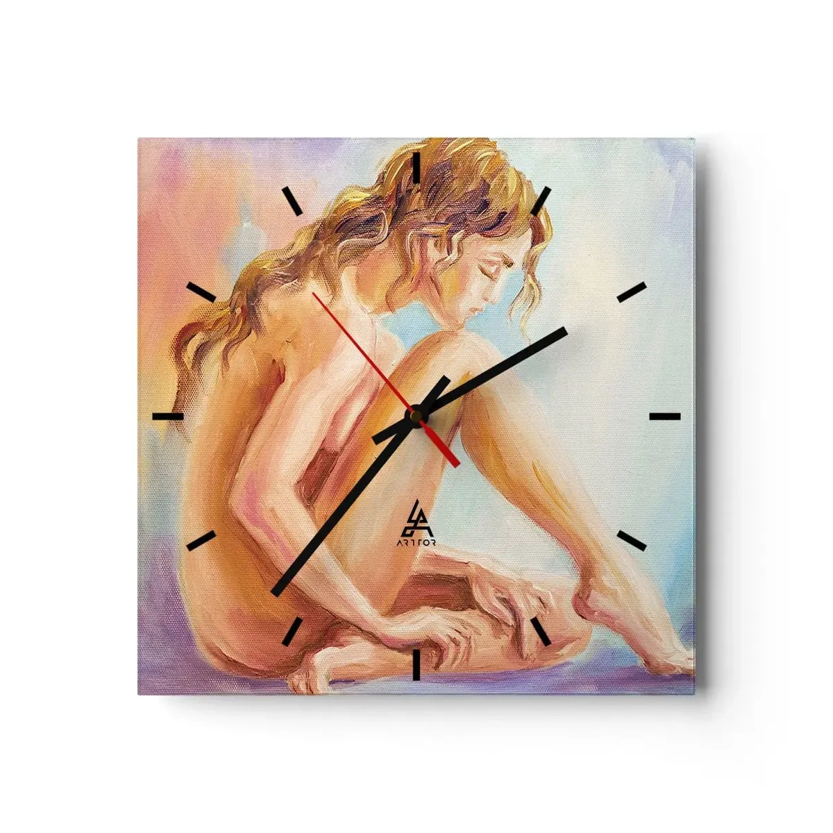 Orologio da parete - Orologio in Vetro - Nudo di giovane - 40x40 cm