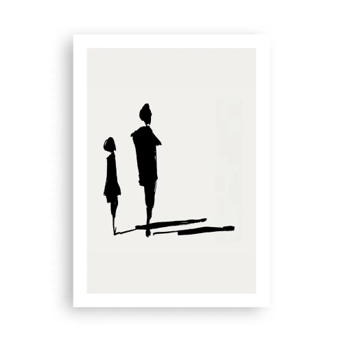 Poster - Silhouette di due figure in nero su sfondo chiaro - 50x70cm - Sicuramente insieme? - Decorazione murale moderna per soggiorno e camera da letto ARTTOR