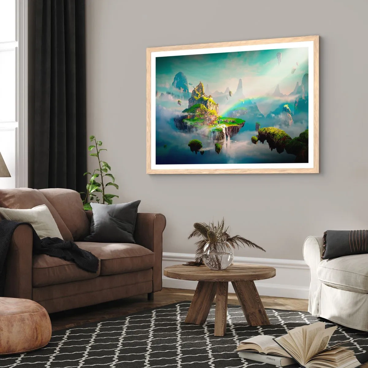 Poster in cornice rovere chiaro - In mezzo al cielo: isole fortunate - 50x40 cm