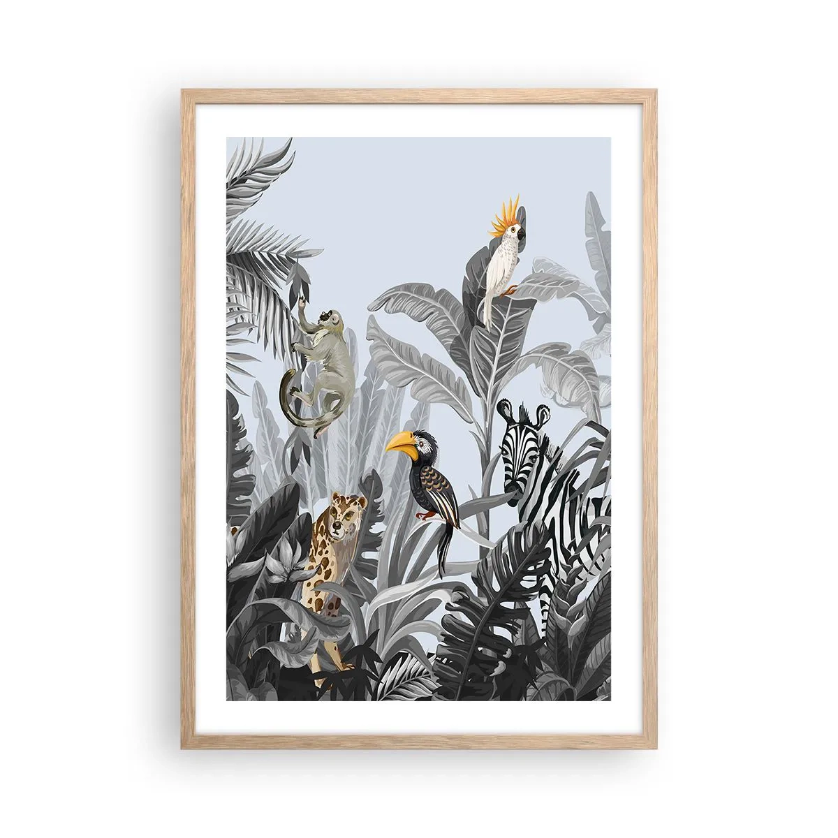 Poster in cornice rovere chiaro - Favola africana - 50x70 cm