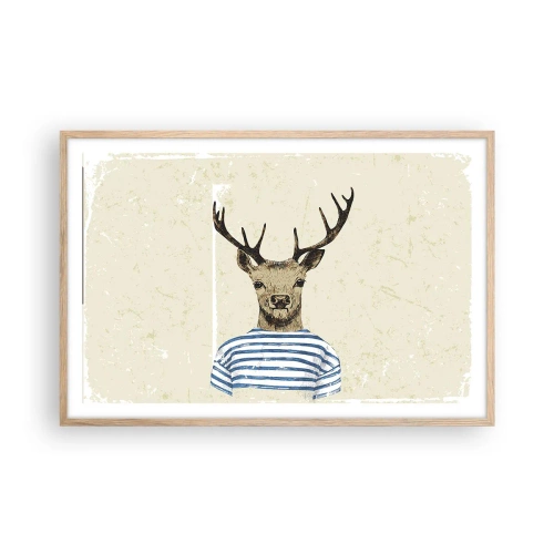 Poster in cornice rovere chiaro - Mi piacciono le camicie a righe! - 91x61 cm