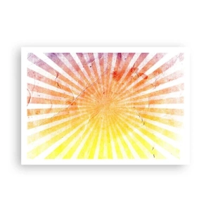 Poster - Raggi di sole nelle tonalità dell'arancione e del giallo - 100x70cm - Albe e tramonti - Decorazione murale moderna per soggiorno e camera da letto ARTTOR
