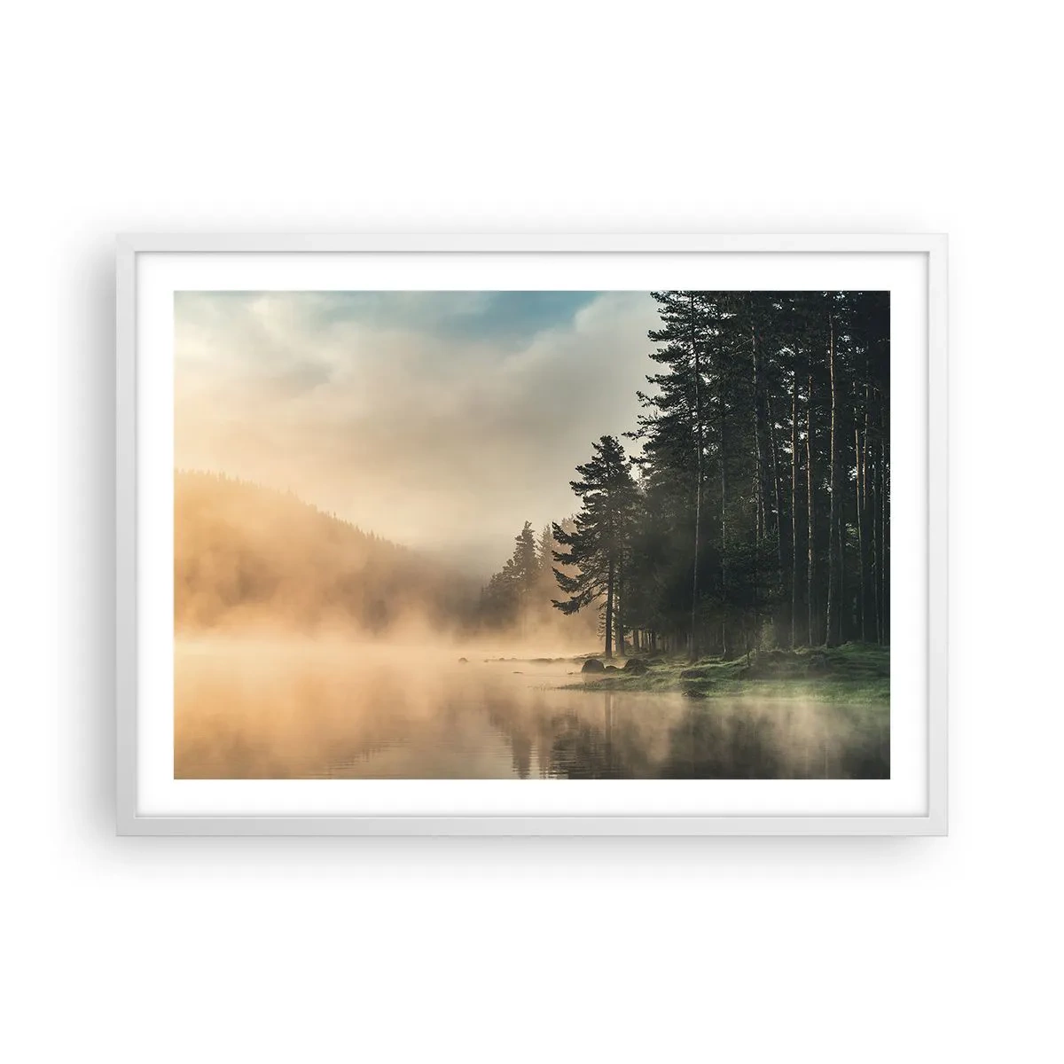 Poster in cornice bianca - La nascita del giorno - 70x50 cm