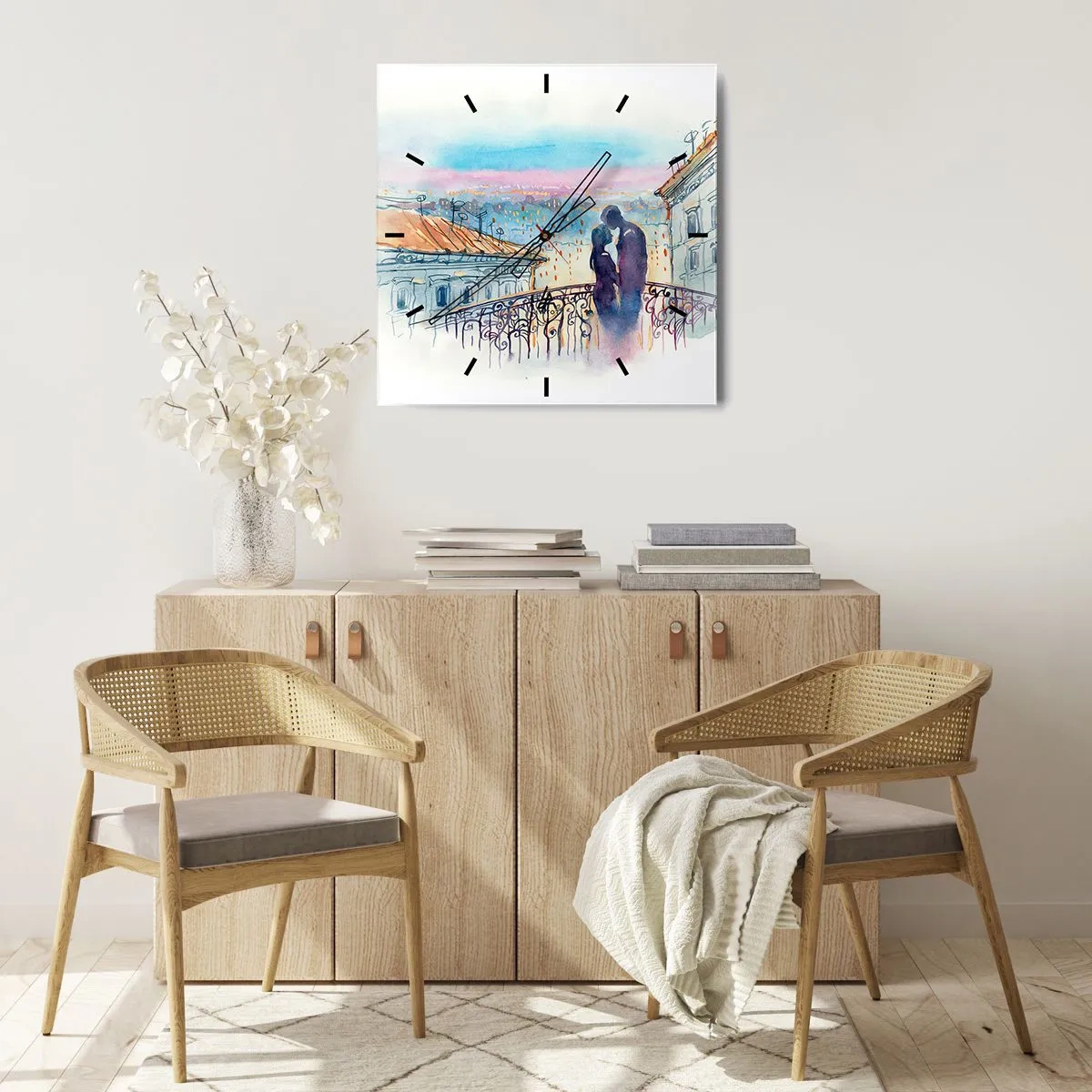 Orologio da parete - Orologio in Vetro - Amanti parigini - 40x40 cm