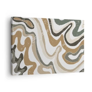 Quadro su tela - Stampe su Tela - Motivi terrosi nelle tonalità del marrone e del verde - 70x50cm - I meandri dei colori della terra - Decorazione murale moderna per soggiorno e camera da letto ARTTOR