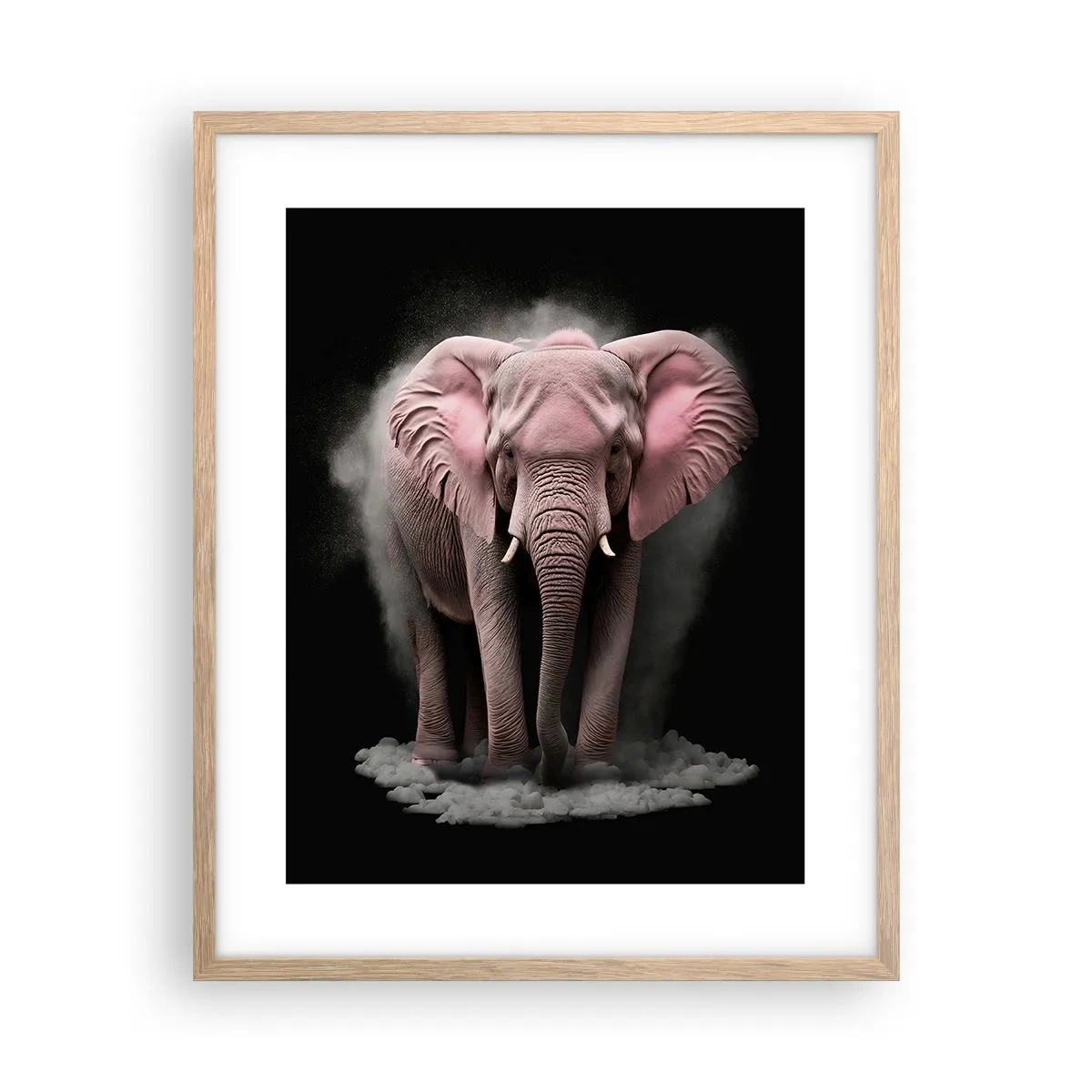 Poster in cornice rovere chiaro - Non pensare all'elefante rosa! - 40x50 cm