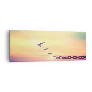 Quadro su tela - Stampe su Tela - Simbolo di libertà con uccelli e una catena spezzata - 140x50cm - La vittoria della libertà - Decorazione murale moderna per soggiorno e camera da letto ARTTOR