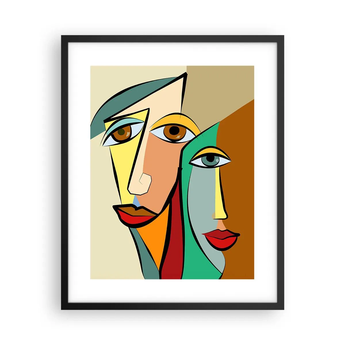 Poster in cornice nera - Coppia cubista - 40x50 cm