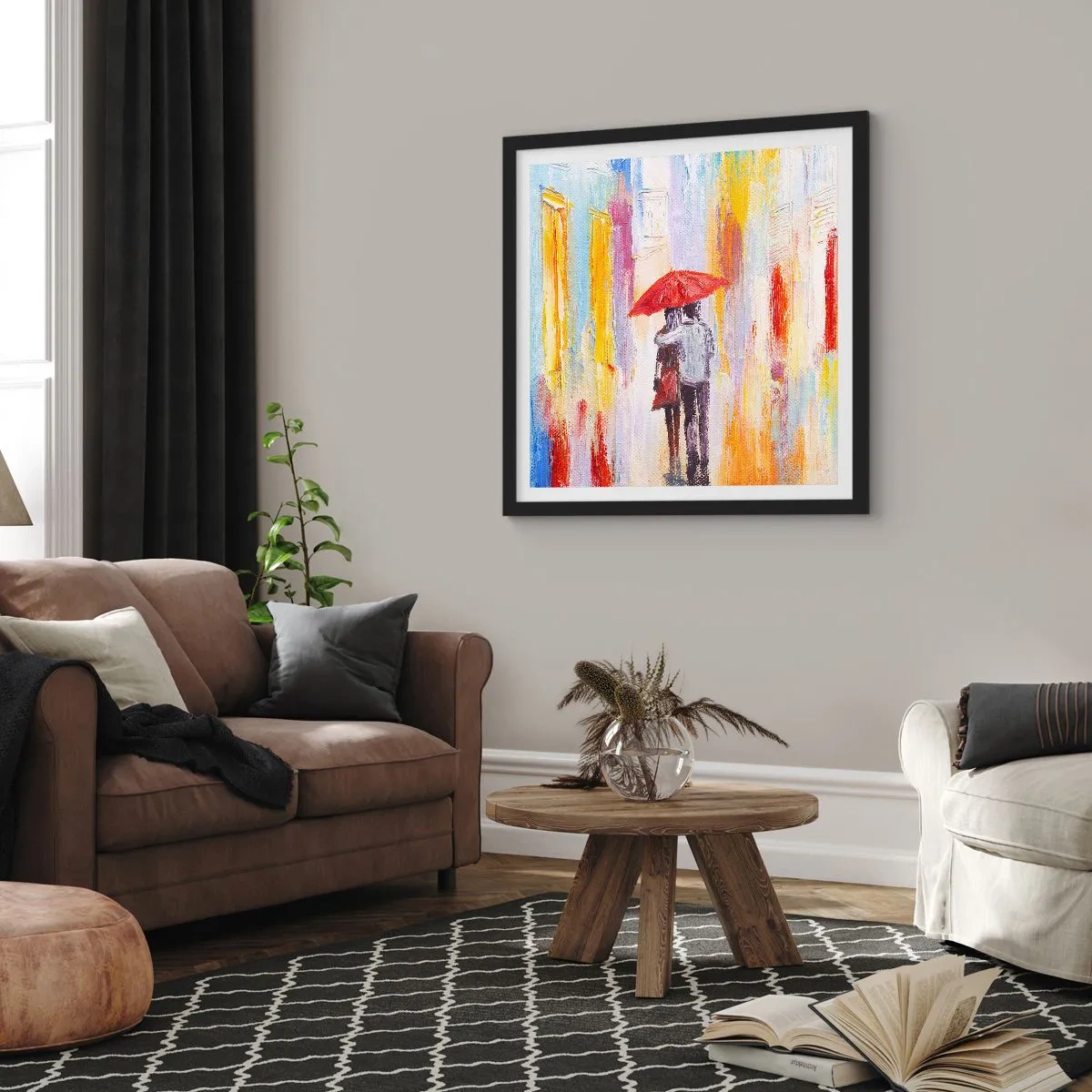 Poster in cornice nera - Che piova ancora - 40x40 cm