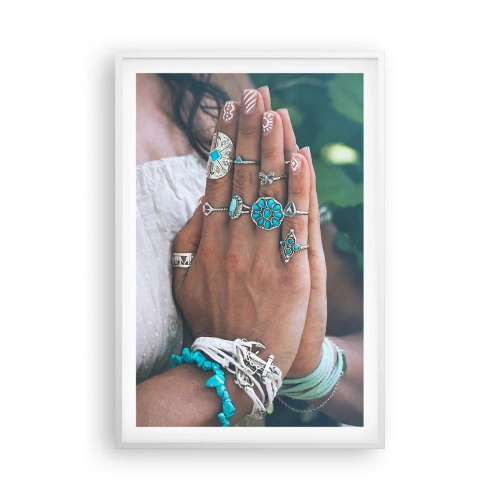 Poster in cornice bianca - Benvenuto al centro dell'essere - 61x91 cm