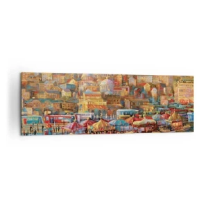 Quadro su tela - Stampe su Tela - Panorama pittoresco di Istanbul con vista sulla baia e sulla città - 160x50cm - Racconto da Istanbul - Decorazione murale moderna per soggiorno e camera da letto ARTTOR