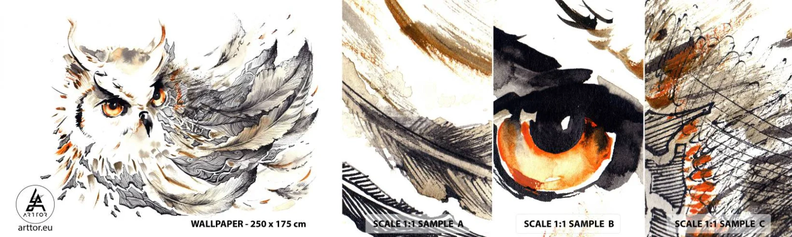 Campione Di Fotomurale Standard Eco - Giunta dal mondo della magia - Uccello, Gufo, Grafica - 100x30 cm