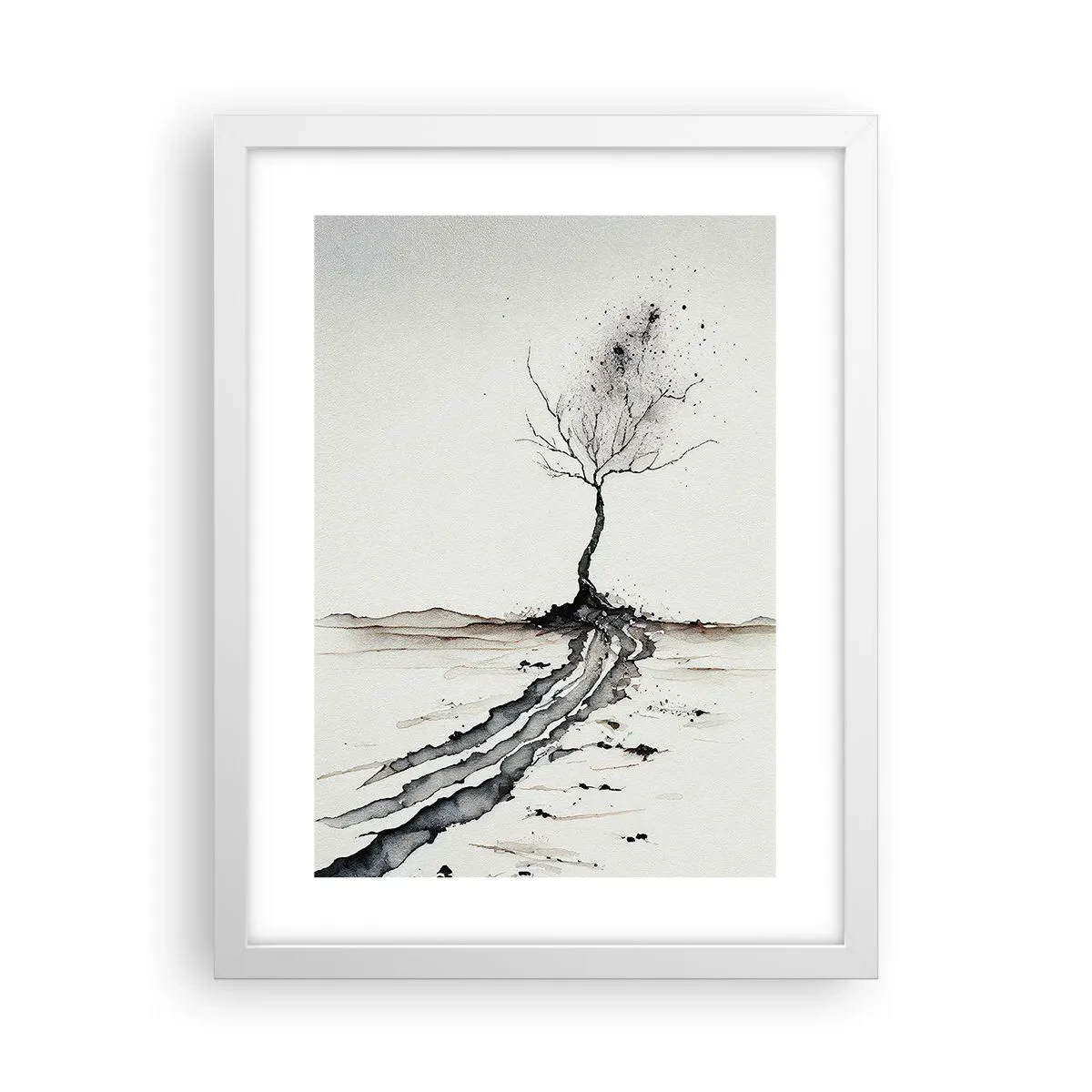 Poster in cornice bianca - Malinconia invernale - 30x40 cm