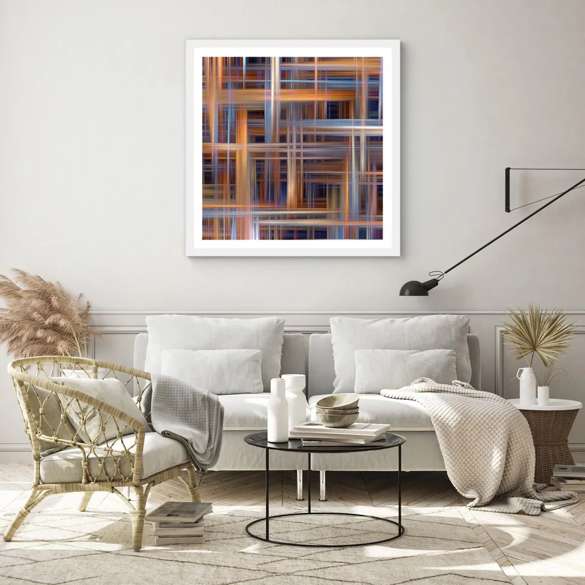 Poster in cornice bianca - Tessute con la luce - 60x60 cm