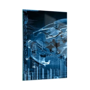 Quadro su vetro - Schema tecnologico di un'auto in stile futuristico - 50x70cm - Anatomia ingegneristica - Decorazione murale moderna per soggiorno e camera da letto ARTTOR