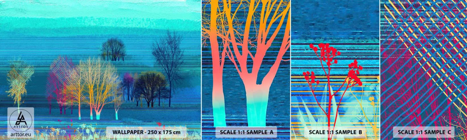 Campione Di Fotomurale Standard Eco - Paesaggio pettinato - Paesaggio, foresta, Astrazione - 100x30 cm