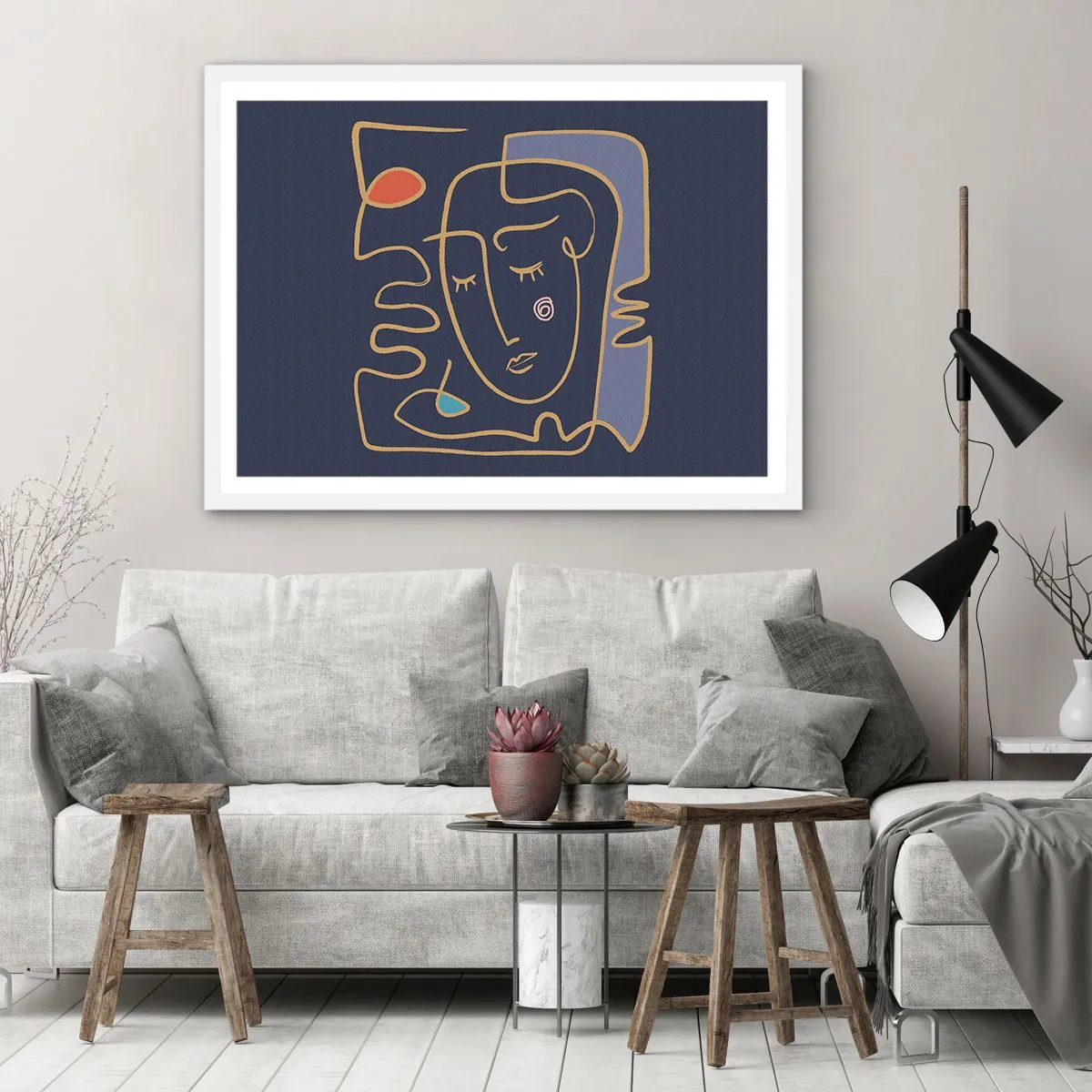 Poster in cornice bianca - Pensierosa - 100x70 cm