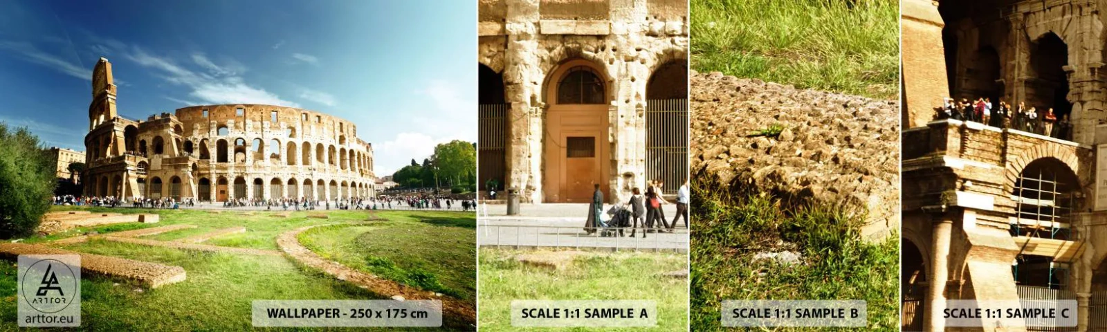 Campione Di Fotomurale Standard Eco - Si sente ancora il rumore delle armi - Colosseo, Roma, Architettura - 100x30 cm