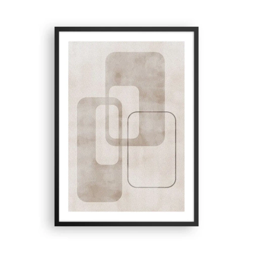 Poster in cornice nera - Forme geometriche minimaliste nei toni del beige - 50x70cm - Giunti geometrici - Decorazione murale moderna per soggiorno e camera da letto ARTTOR