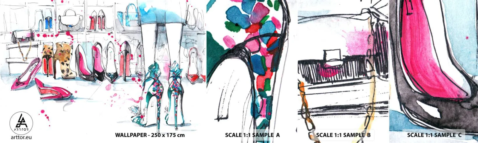 Campione di Fotomurale Adesivo Deluxe Sticker - Apriti sesamo - Guardaroba femminile, Moda, Borsa - 100x30 cm