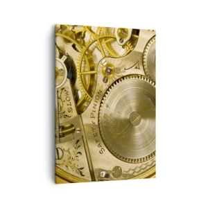 Quadro su tela - Stampe su Tela - Meccanismo dell'orologio con ingranaggi e dettagli visibili - 50x70cm - Stare al passo coi tempi - Decorazione murale moderna per soggiorno e camera da letto ARTTOR