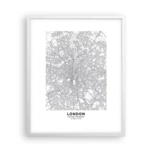 Poster in cornice bianca - Mappa del labirinto di Londra - 40x50 cm