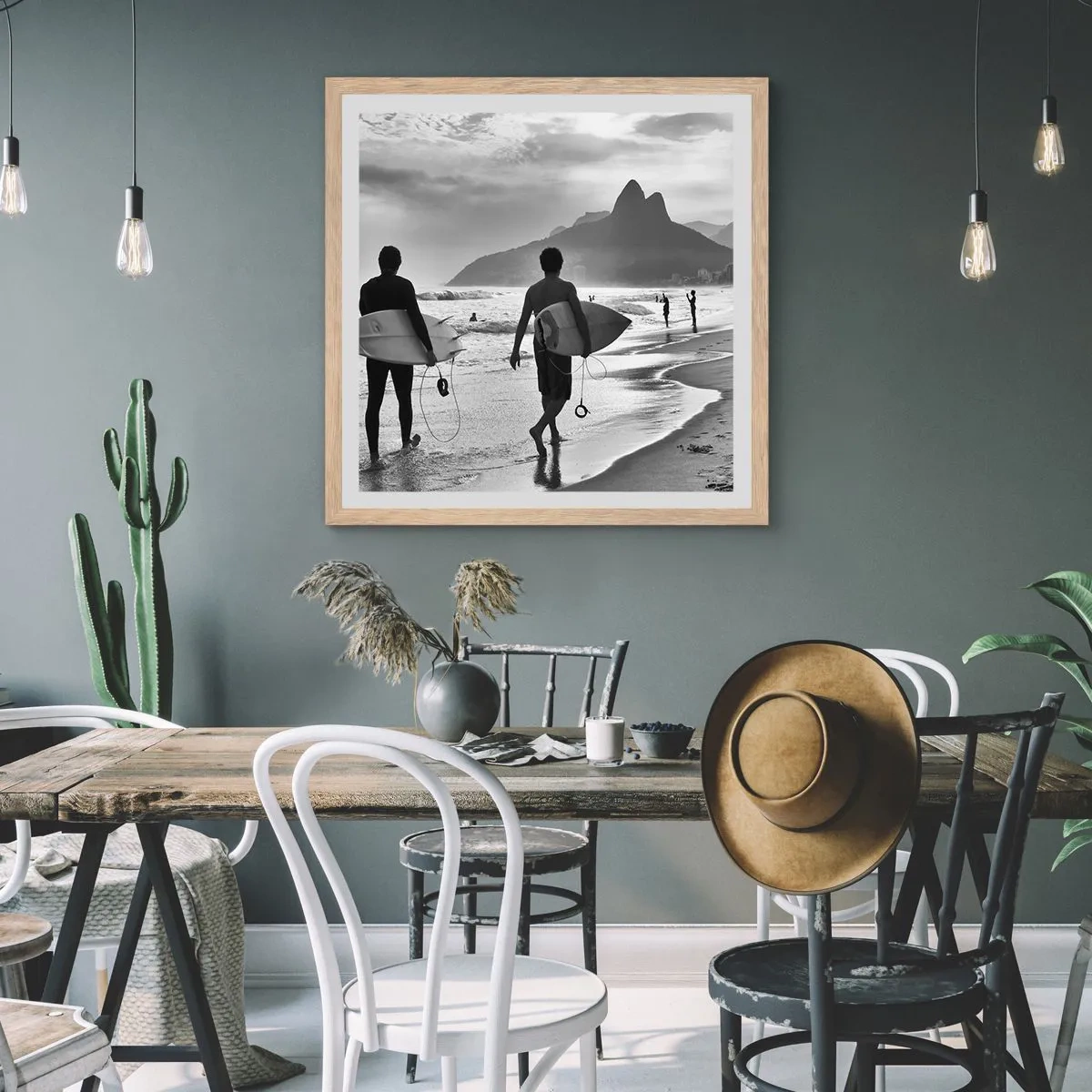 Poster in cornice rovere chiaro - Samba su un'unica onda - 50x50 cm