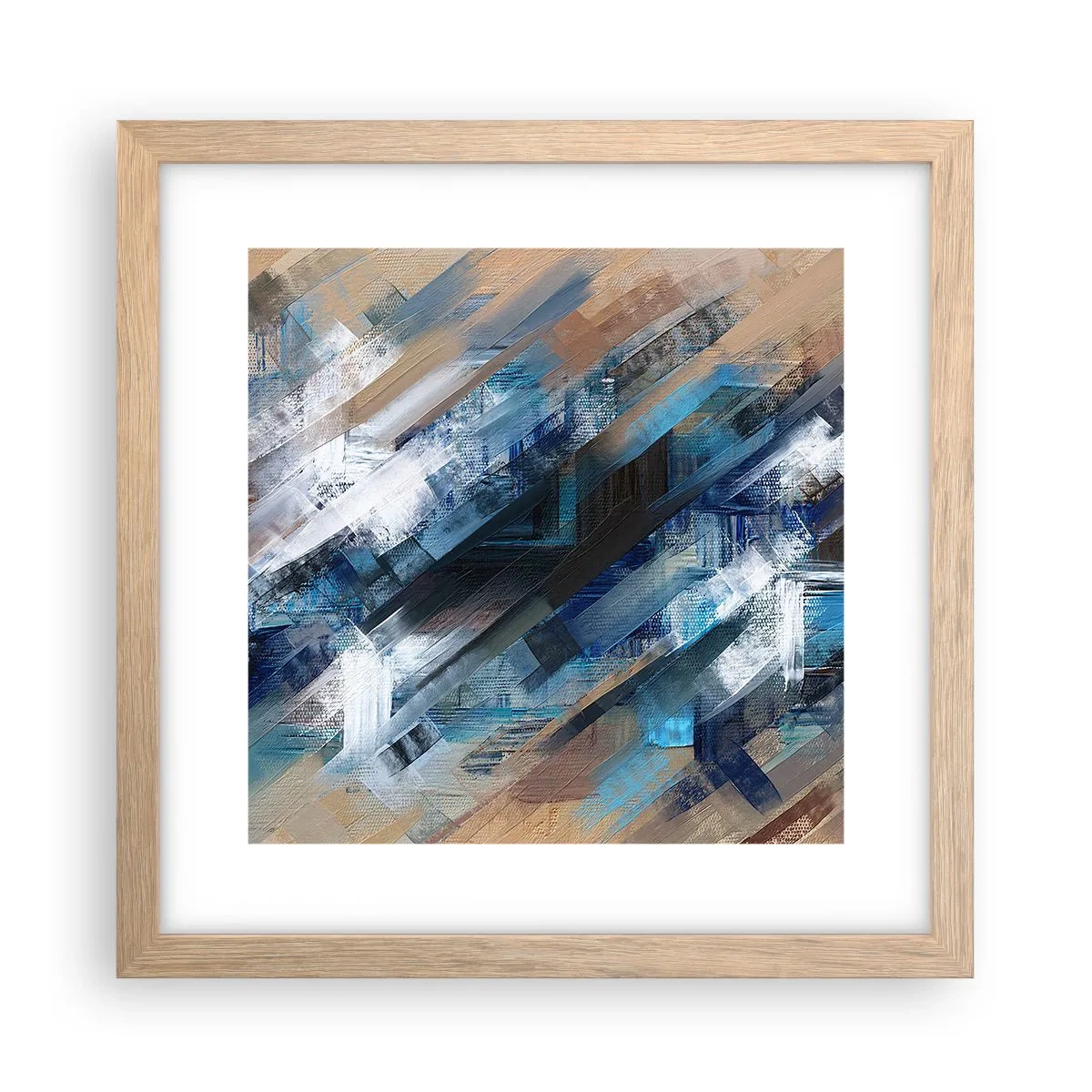 Poster in cornice rovere chiaro - Sulla diagonale blu - 30x30 cm