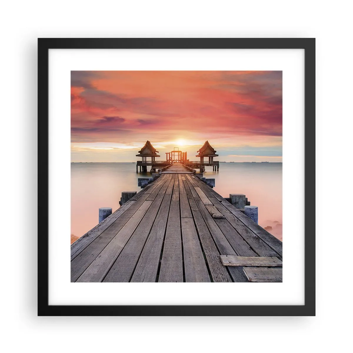 Poster in cornice nera - Tramonto d'oriente - 40x40 cm