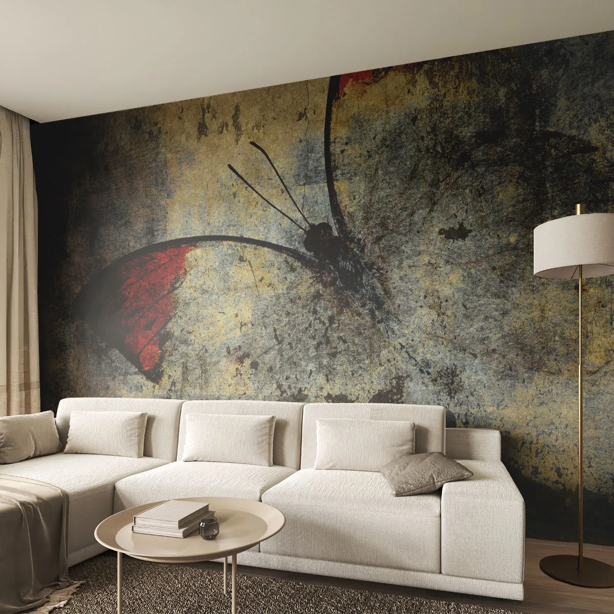 Fotomurali Premium Canvas - Guarda prima che scompaia - Astrazione, Farfalla, Pezzo - 400x280 cm