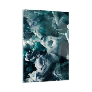 Quadro su vetro - La danza dei colori nell'acqua crea forme astratte - 50x70cm - Il movimento dei colori - Decorazione murale moderna per soggiorno e camera da letto ARTTOR