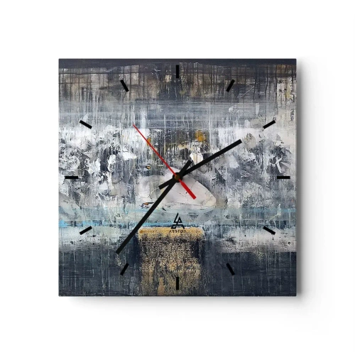Orologio da parete - Orologio in Vetro - Composizione astratta in toni freddi - 30x30cm - Talvolta è facile, talvolta è difficile - Decorazione murale moderna per soggiorno e camera da letto ARTTOR
