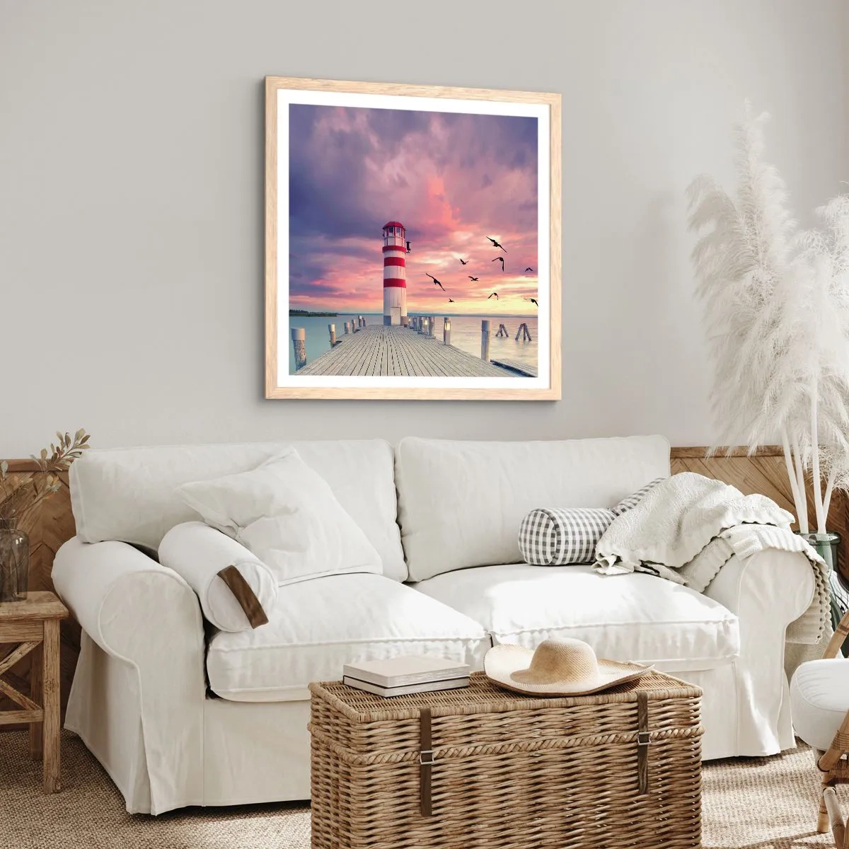 Poster in cornice rovere chiaro - Tempo di tornare in porto - 30x30 cm