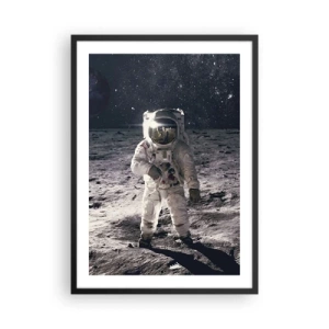Poster in cornice nera - Astronauta sulla Luna con vista sulle stelle - 50x70cm - Saluti dalla luna - Decorazione murale moderna per soggiorno e camera da letto ARTTOR