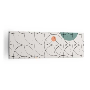 Quadro su tela - Stampe su Tela - Motivo geometrico con cerchi colorati su sfondo chiaro - 160x50cm - Nello spirito della pop-art - Decorazione murale moderna per soggiorno e camera da letto ARTTOR