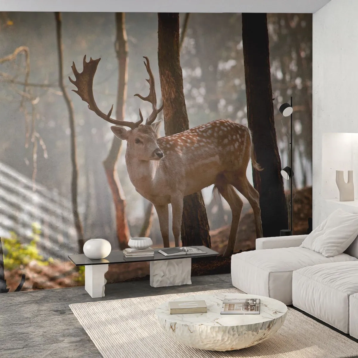 Fotomurali Premium Sand - La luce della giovinezza - Animali, Cervo, foresta - 500x350 cm