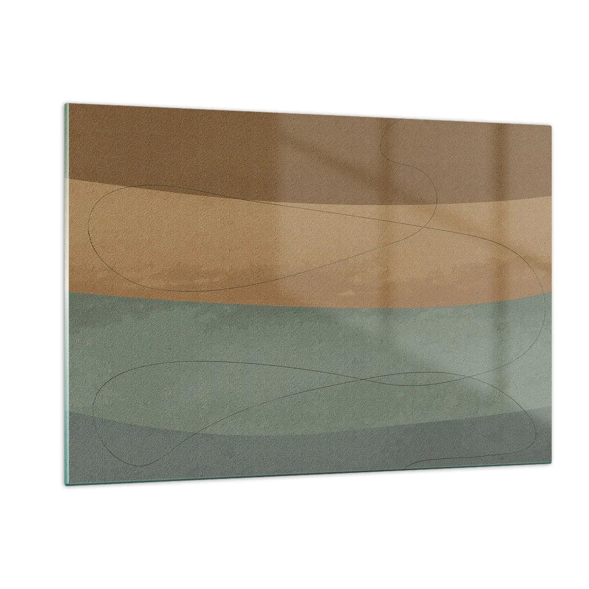 Quadro su vetro - Strisce astratte nei toni della terra - 120x80cm - Composizione orizzontale - Decorazione murale moderna per soggiorno e camera da letto ARTTOR
