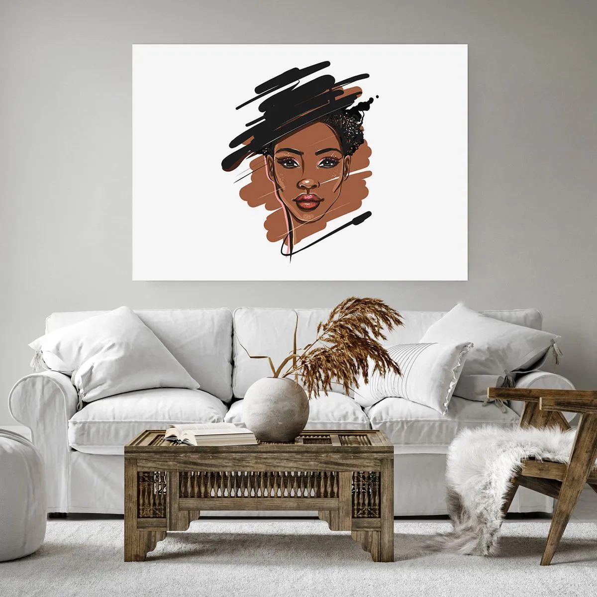 Poster - Ritratto di una donna con pennellate artistiche - 100x70cm - Dolce come la cioccolata - Decorazione murale moderna per soggiorno e camera da letto ARTTOR