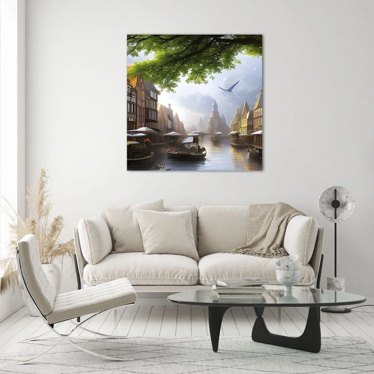 Quadro su vetro - Paesaggio urbano olandese - 40x40 cm