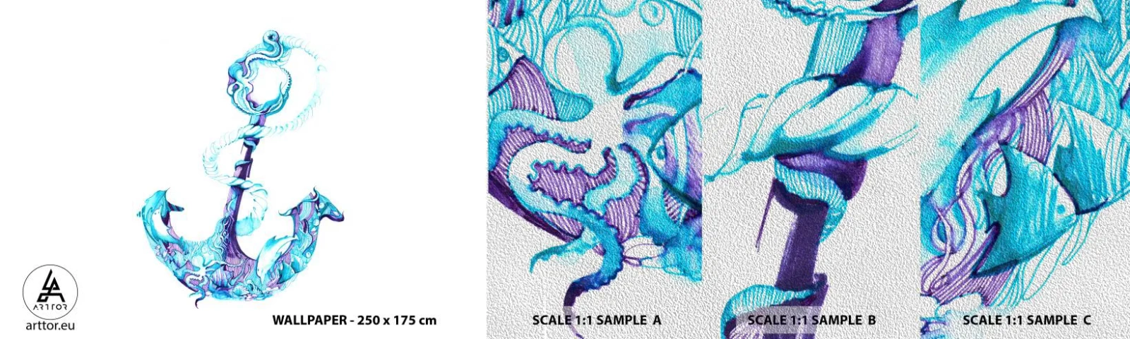 Campione di Fotomurale Premium Sand - La confidente dei segreti del mare - Astrazione, Ancora, Mare - 100x30 cm