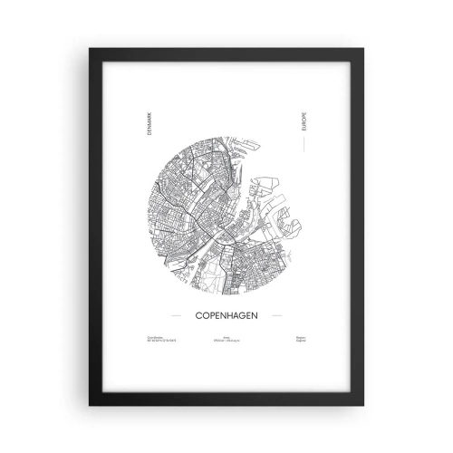 Poster in cornice nera - Anatomia di Copenaghen - 30x40 cm