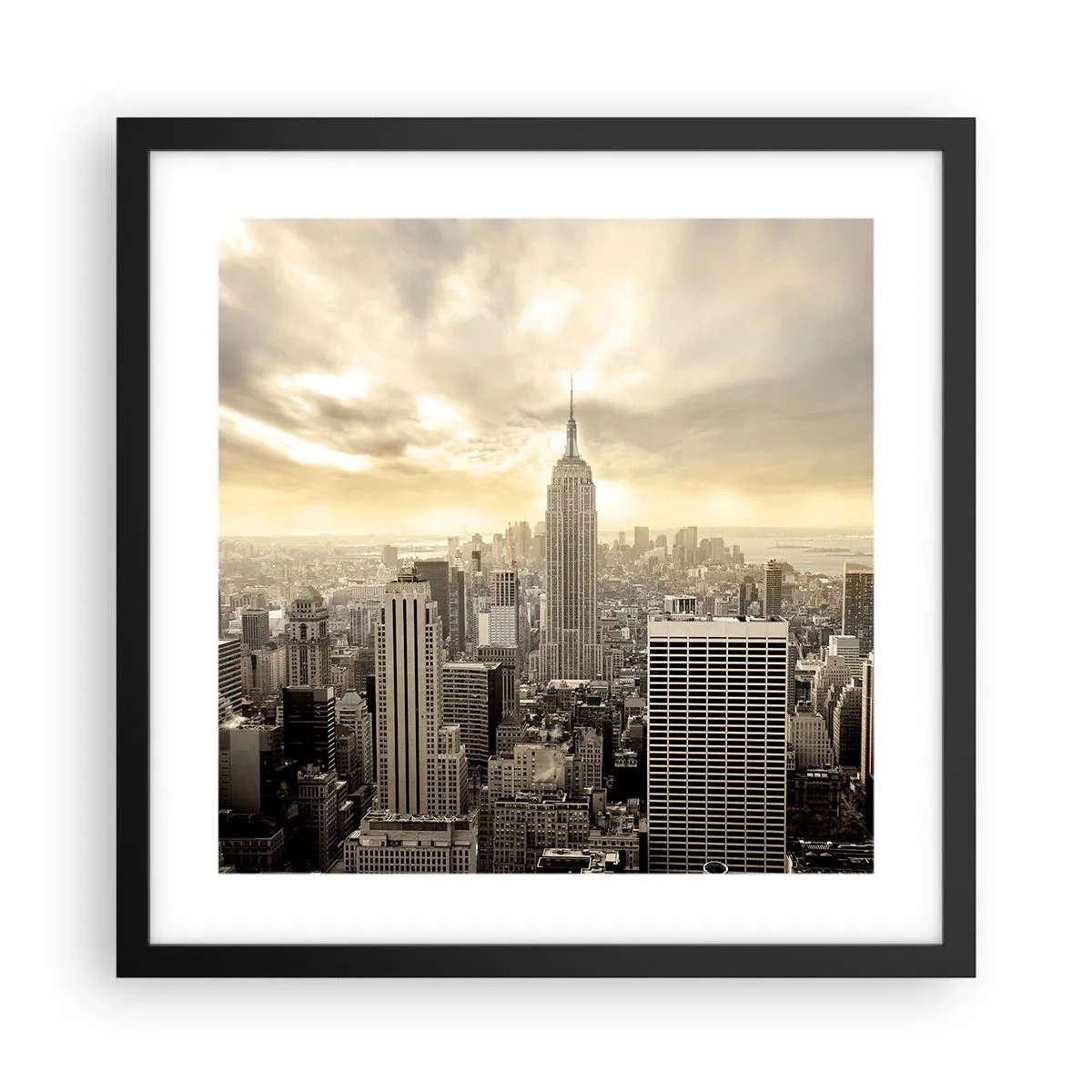 Poster in cornice nera - New York in grigio - 40x40 cm