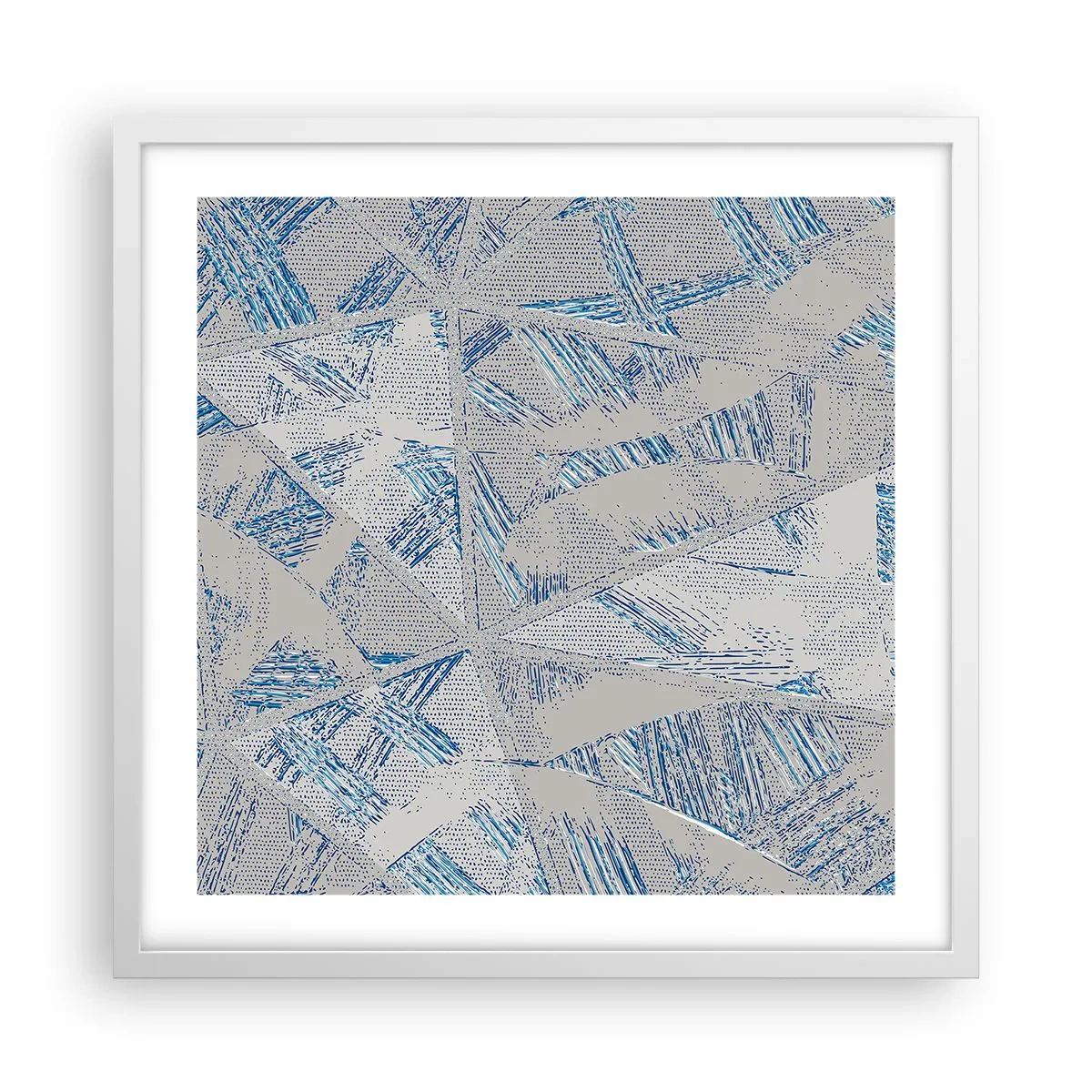 Poster in cornice bianca - Nel labirinto grigioblu - 50x50 cm