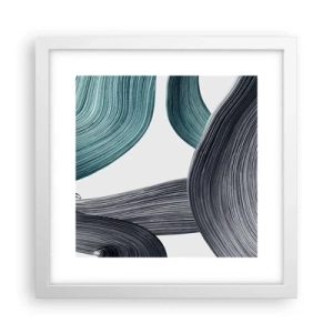 Poster in cornice bianca - Tracce smeraldo e nero - 30x30 cm