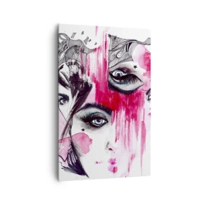Quadro su tela - Stampe su Tela - Volto astratto nei toni del rosa e del nero - 80x120cm - Occhi astratti - Decorazione murale moderna per soggiorno e camera da letto ARTTOR