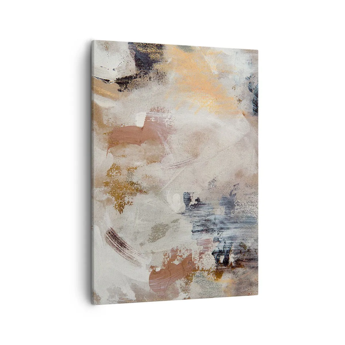 Quadro su tela - Stampe su Tela - Macchie astratte in tonalità tenui di beige e oro - 50x70cm - Astrazione annebbiata - Decorazione murale moderna per soggiorno e camera da letto ARTTOR