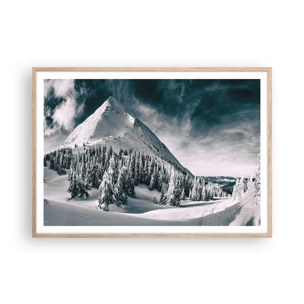 Poster in cornice rovere chiaro - Il paese della neve e del ghiaccio - 100x70 cm