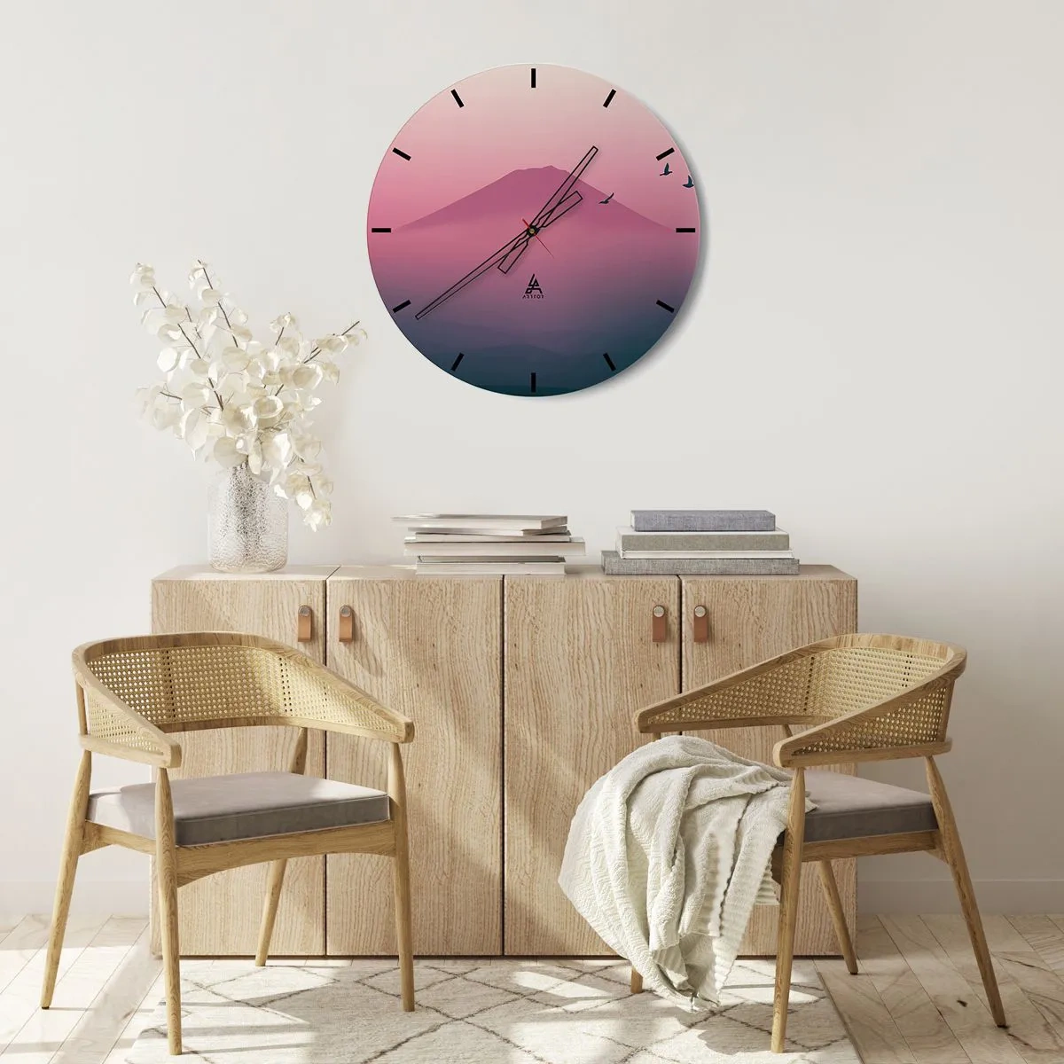 Orologio da parete - Orologio in Vetro - Viandanti sopra le nuvole - 40x40 cm