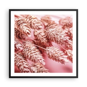 Poster in cornice nera - Cascata di fiori in rosa - 60x60 cm
